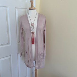 NWOT Light-as-Air Open-Front Desert Pink Cardigan (Necklace Sold Separately)